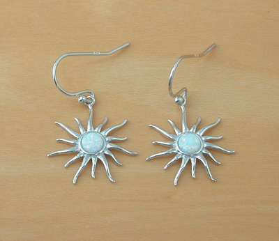 White Opal Sun Earrings/ Sterling Silver Opal Earrings/Opal Jewellery/Silver Sun Earrings/Opal Jewelry/October Birthstone/UK