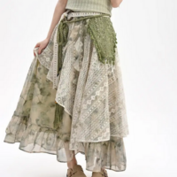 Vintage Fashion Irregular Midi Skirt - Thumbnail 1