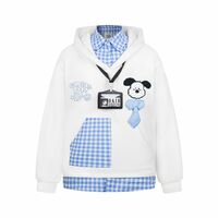 Sweet and cute fun embroidered fake two-piece sweatshirt jacket - Thumbnail 3