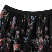 Vintage High Waist Boho Irregular Patchwork Floral Mesh Skirt - Thumbnail 6
