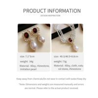  Elegant French Style Flower Inlaid Rhinestone Drop Pearl Necklace & Earring Set - Thumbnail 7