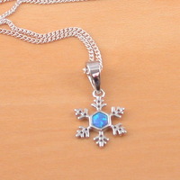 BOXED GIFT/Sterling Silver Blue Opal Snowflake Pendant & Chain/Snowflake Necklace/Snowflake Jewellery/Snowflake Jewelry/Opal Jewellery/UK - Thumbnail 1