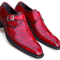 Crafted Leather Classic Red Crocodile/Alligator Leather Dress Shoes  - Thumbnail 1