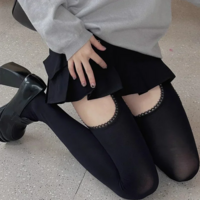 Edgy Design Cut-Out Black Gothic Stockings - Thumbnail 3