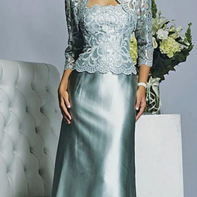 Elegant sheath blue lace mother of bride dresses
