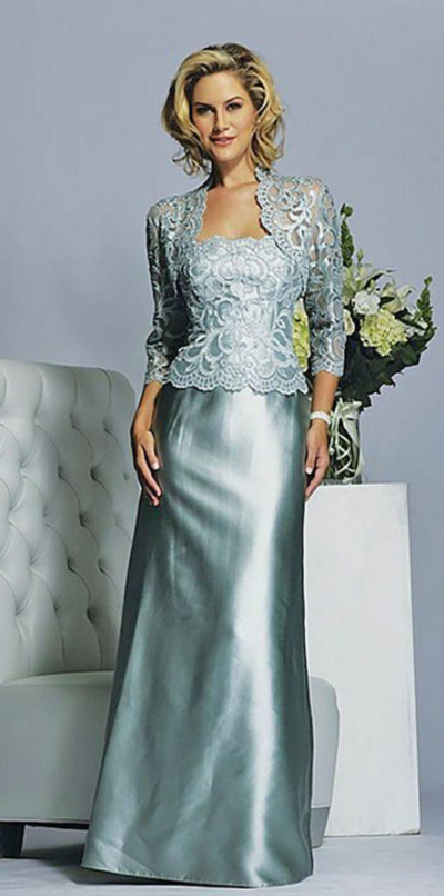 Elegant Sheath Blue Lace Mother of Bride Dresses