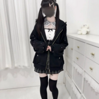 Lace-Up Bow & Pearl Zipper Kawaii Sweet Bunny Ears Hooded Jacket - Thumbnail 7