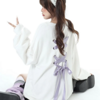 Hikigawa Vintage Lace-Up Loose Fit Harajuku Hoodie - Thumbnail 1