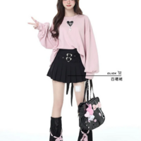 Hikigawa Vintage Lace-Up Loose Fit Harajuku Hoodie - Thumbnail 5