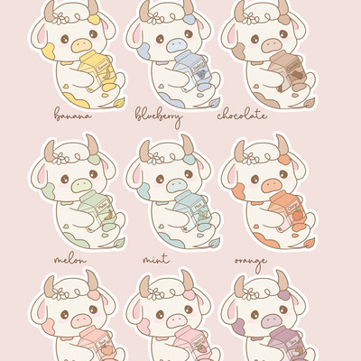 Choose your milk loving cows individual stickers