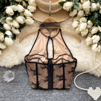 Vintage Hollow Halter Lace Crop Top - Thumbnail 2