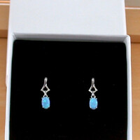 BOXED GIFT/925 Blue Opal Earrings/Sterling Silver Blue Opal Earrings/Opal Jewellery/Opal Jewelry/Opal Jewelery/Opal Stud Earrings/UK - Thumbnail 8