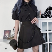 Y2K E-Girl Grunge Punk Gothic Black High Waist Skirt - Thumbnail 2