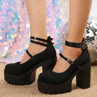 Chunky Heels Platform Fashion Shoes - Thumbnail 5