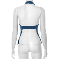 Solid color halterneck backless one-piece sexy top - Thumbnail 6