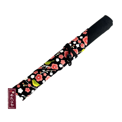 Japanese Cotton Chopstick Sleeve – Black & Pink Plum Blossom Pattern (MCC0004-08-BK)