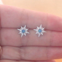 BOXED GIFT/Sterling Silver Blue Opal Star Earrings/Opal Earrings/Star Earrings/Opal Jewellery/Opal Jewelry/Star Jewellery/Star Jewelry/UK - Thumbnail 3
