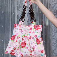 Sakura Girl Pink Beaded Portable Shoulder Bag Large Capacity Holiday Bag - Thumbnail 4