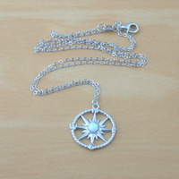 BOXED GIFT/Sterling Silver Opal Compass Necklace/White Opal Necklace/Opal Jewellery/Opal Jewelry/October Birthstone/Compass Pendant/UK - Thumbnail 2