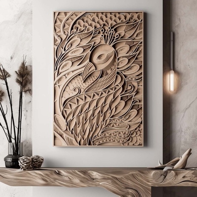 Stereowood phoenix multi-layer wooden wall art, stereoscopic 3d decor, living room decor, bedroom decor, laser cut arts and crafts