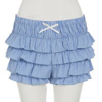 Small plaid multi-layer cake skirt pants - Thumbnail 4