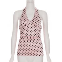 Pink Polka Dot Halter Neck Vest and Light Pink Skirt - Thumbnail 6