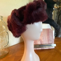 Rabbit trapper hat burgandy - Thumbnail 1