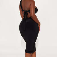 One Shoulder Open Back Midi Dress - Thumbnail 1