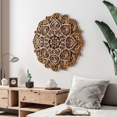 Bodhi Bloom Mandala: Zen Style Wall Decor for Home and Office