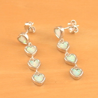 BOXED GIFT/Sterling Silver White Opal Heart Earrings/Opal Heart Drop Earrings/Opal Jewellery/Opal Jewelry/UK - Thumbnail 1