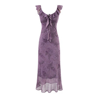 Purple printed sexy hip dress - Thumbnail 1