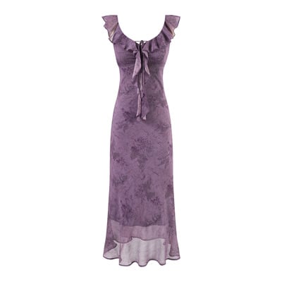 Purple printed sexy hip dress