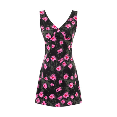 Vacation style casual waist sexy V-neck printed dress