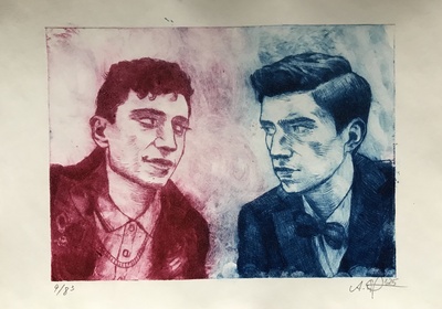 Dead Boy Detectives Artprint: "The boys" (red & blue)