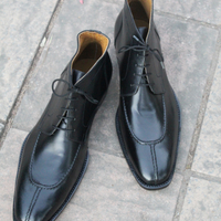Crafted Leather Classic Handmade Black Calf Leather Chukka Boot - Thumbnail 5