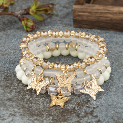 4pcs butterfly beaded bracelet set for women – trendy