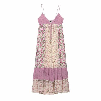 French design niche versatile V-neck suspender dress