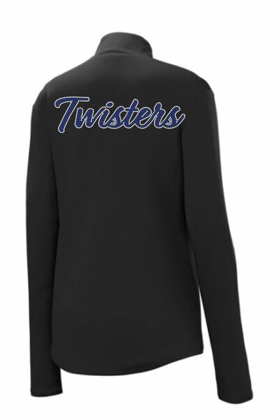 Ladies 1/4 Zip Black Pullover