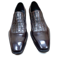Crafted Leather Classic Bespoke Dark Brown Crocodile/Alligator Leather Loafers Dress Shoes - Thumbnail 2