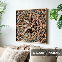 STEREOWOOD Stellar Compass Series - Large 3D Mandala Wood Wall Art, Multi-Layer Geometric Design, Laser Cut Home Decor, Unique Housewarming Gift - Thumbnail 3