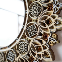 STEREOWOOD Decorative Wall Mirror, Handcrafted Laser-Cut Layered Wood Art, Home Decor for Modern Zen Interiors - Thumbnail 4