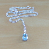 BOXED GIFT SET/Blue Topaz Pendant 18" Sterling Silver Chain/Topaz Necklace/Topaz Jewellery/Topaz Earrings/Topaz Jewelery/November Birthstone/UK - Thumbnail 2