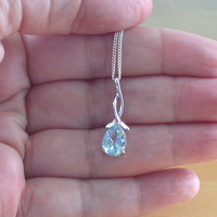 BOXED GIFT SET/Blue Topaz Pendant 18" Sterling Silver Chain/Topaz Necklace/Topaz Jewellery/Topaz Earrings/Topaz Jewelery/November Birthstone/UK - Thumbnail 4
