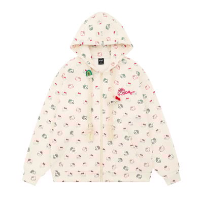 Cute cartoon kitty cat print hooded sweatshirt