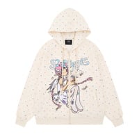 Sweet and youthful cartoon girl print hooded sweatshirt - Thumbnail 1