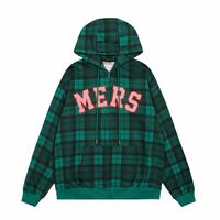 American retro plaid hooded long-sleeved cardigan sweatshirt - Thumbnail 1
