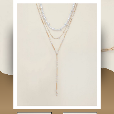 Golden glow pearly chain drop necklace