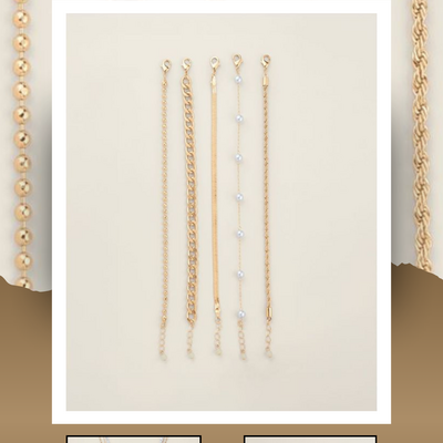 Golden glow pearly chain mix bracelet set