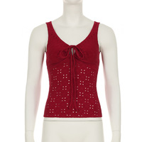 Hollow Lace-Up Textured Vest - Thumbnail 1