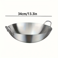 1pc Large Stainless Steel Wok, Uncoated Thick High-Quality - Thumbnail 8